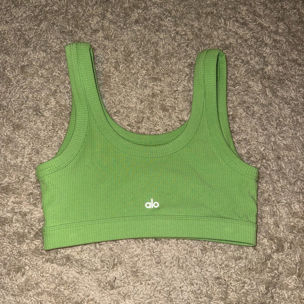 Alo Green Ribbed Sports Bra - Picture 3 of 5